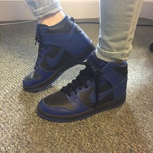 Nike Dunk black and blue, worn once!
